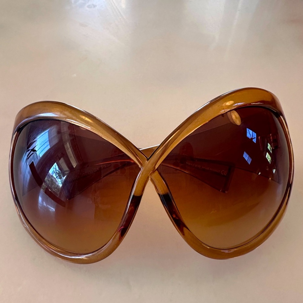 *RARE* TOM FORD "Bug" Oversize Brown Gradient Sunglasses NEW With Case and Cloth